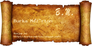 Burka Márton névjegykártya